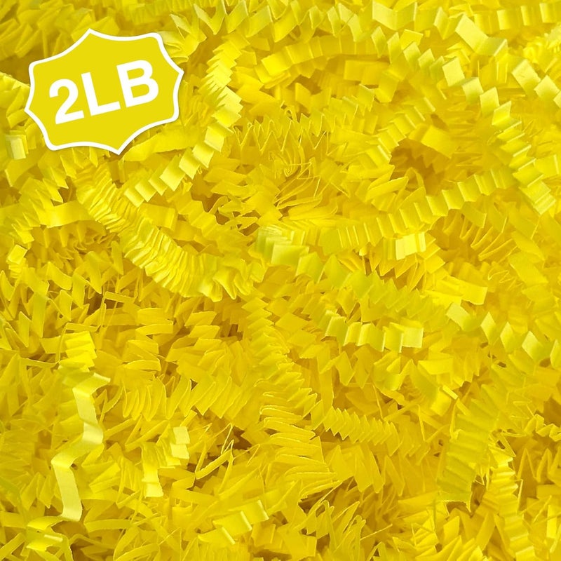 Corlcol 2LB Crinkle Paper Shred Filler for Bag Gift Box Basket Confetti Paper Shreded Stuffing Decorations(Yellow) - Image 1